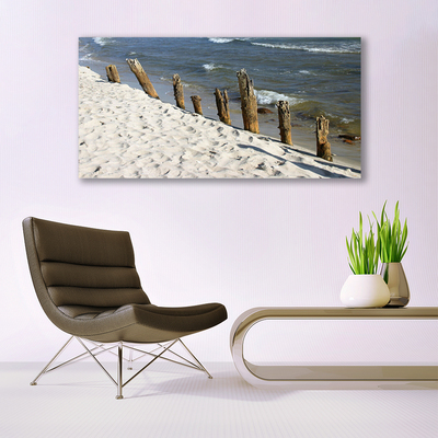 Canvas print Beach sea landscape brown blue