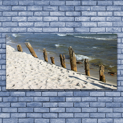 Canvas print Beach sea landscape brown blue