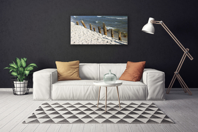 Canvas print Beach sea landscape brown blue