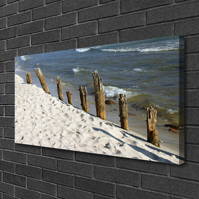 Canvas print Beach sea landscape brown blue