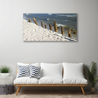 Canvas print Beach sea landscape brown blue