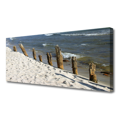 Canvas print Beach sea landscape brown blue