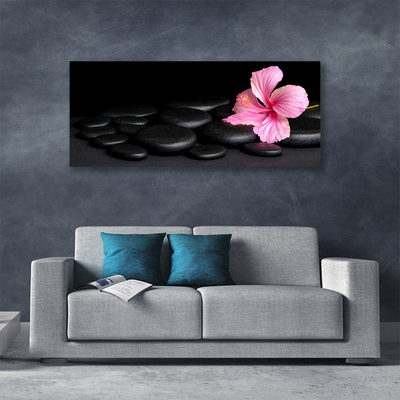 Canvas print Stones flower art pink black