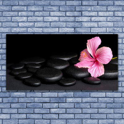 Canvas print Stones flower art pink black