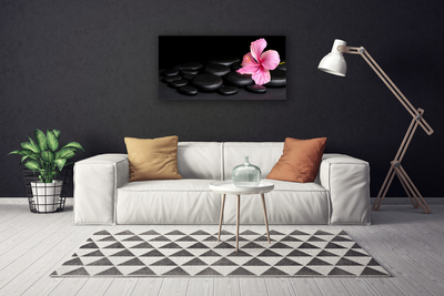 Canvas print Stones flower art pink black