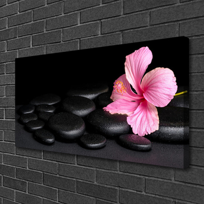 Canvas print Stones flower art pink black