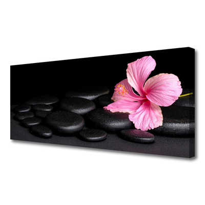 Canvas print Stones flower art pink black