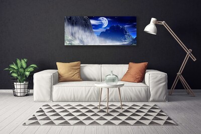 Canvas print Mountains night landscape blue grey