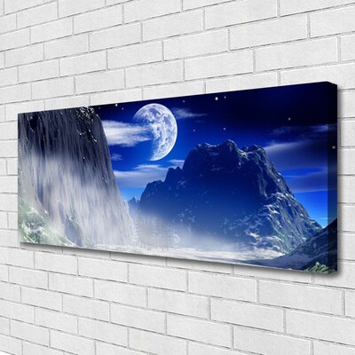 Canvas print Mountains night landscape blue grey