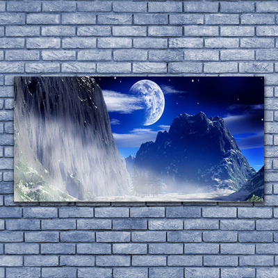 Canvas print Mountains night landscape blue grey