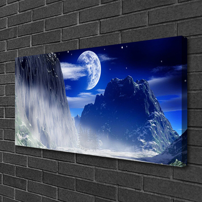 Canvas print Mountains night landscape blue grey