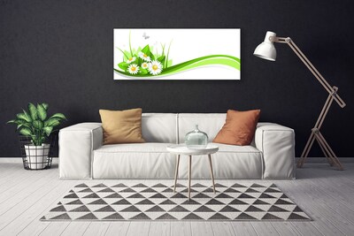 Canvas print Abstract art green white yellow