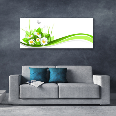 Canvas print Abstract art green white yellow