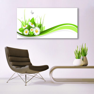 Canvas print Abstract art green white yellow