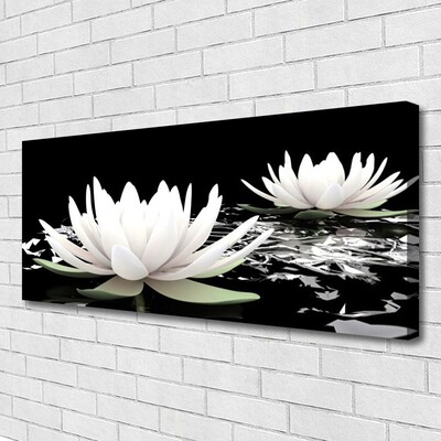 Canvas print Flowers floral white black