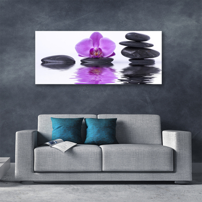 Canvas print Flower stones art pink grey