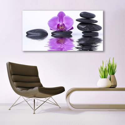 Canvas print Flower stones art pink grey