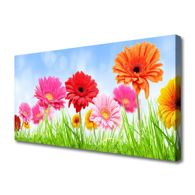 Canvas print Flowers grass floral multi