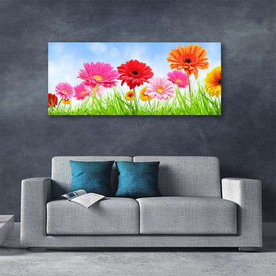 Canvas print Flowers grass floral multi