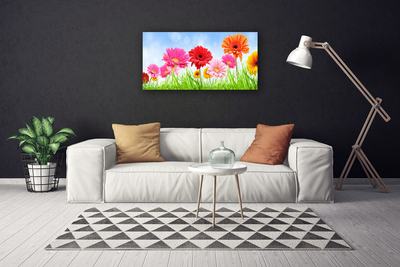 Canvas print Flowers grass floral multi