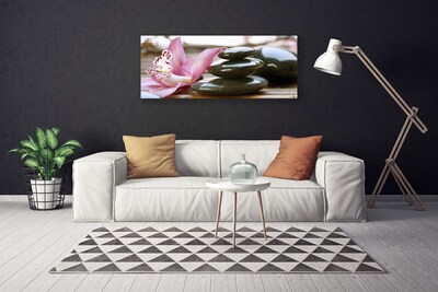 Canvas print Flower stones art pink grey