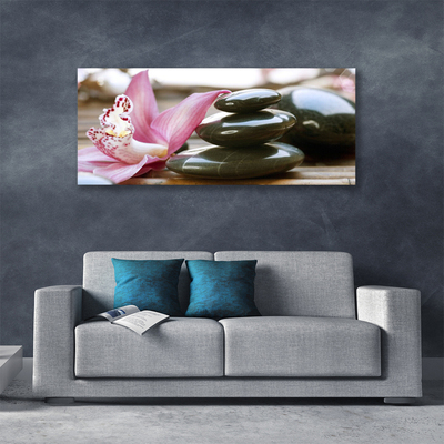 Canvas print Flower stones art pink grey