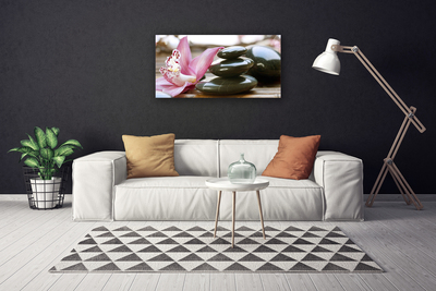 Canvas print Flower stones art pink grey