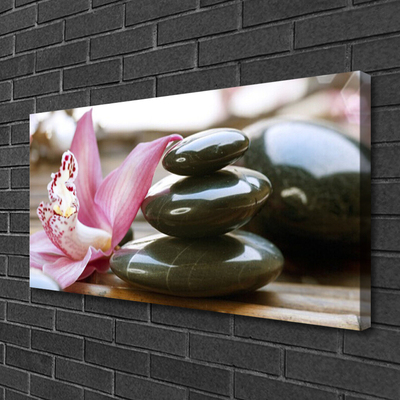 Canvas print Flower stones art pink grey