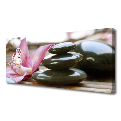 Canvas print Flower stones art pink grey