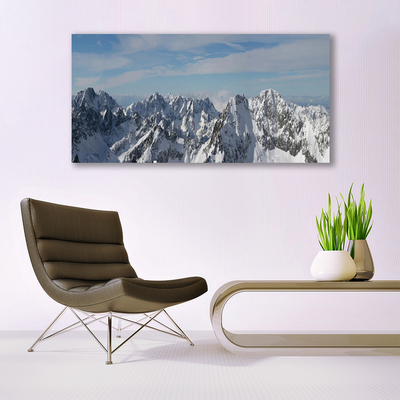 Canvas print Mountains landscape grey white