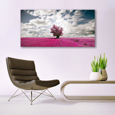 Canvas print Tree field nature red brown