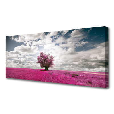Canvas print Tree field nature red brown