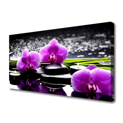 Canvas print Flower stones floral pink black