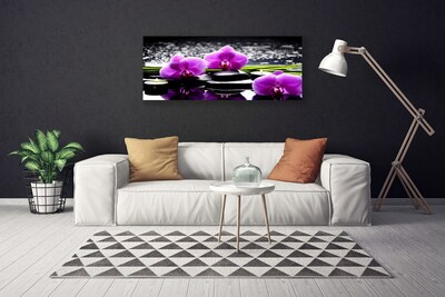 Canvas print Flower stones floral pink black