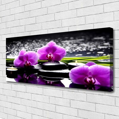 Canvas print Flower stones floral pink black