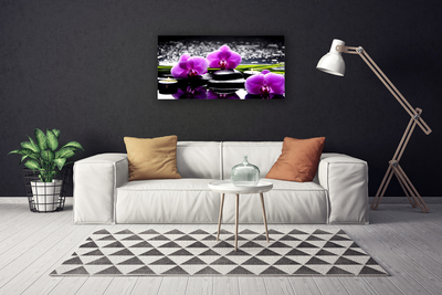 Canvas print Flower stones floral pink black