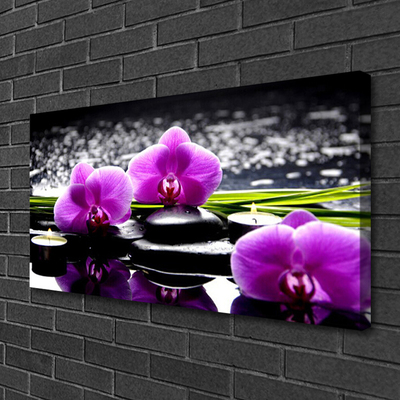 Canvas print Flower stones floral pink black