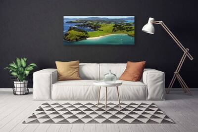 Canvas print Sea beach forest landscape blue brown green