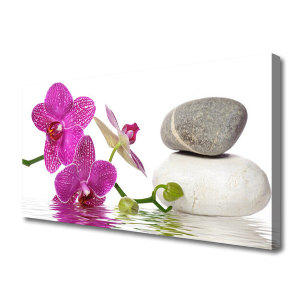 Canvas print Flower stones art pink white grey