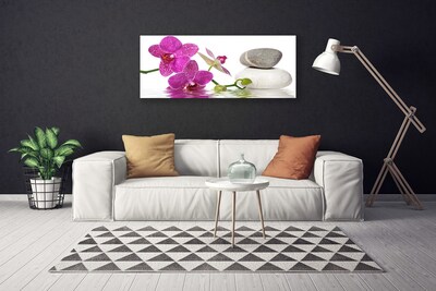 Canvas print Flower stones art pink white grey