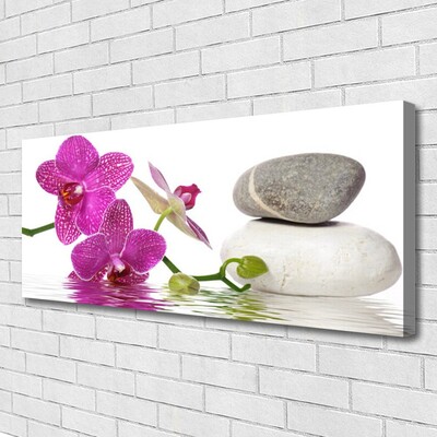 Canvas print Flower stones art pink white grey