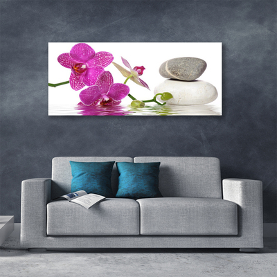 Canvas print Flower stones art pink white grey