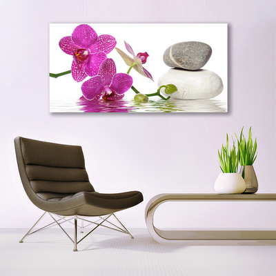 Canvas print Flower stones art pink white grey