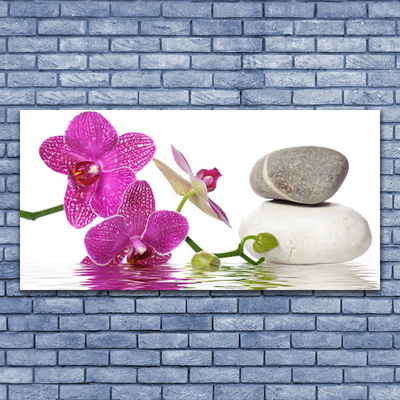 Canvas print Flower stones art pink white grey