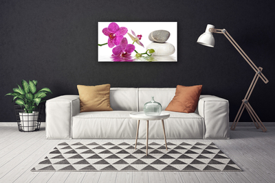 Canvas print Flower stones art pink white grey