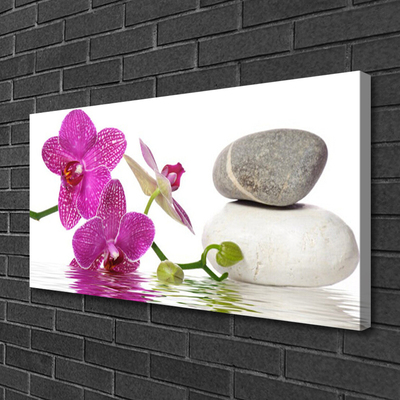 Canvas print Flower stones art pink white grey
