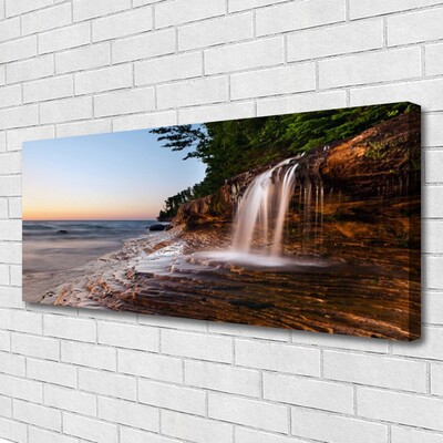 Canvas print Waterfall landscape white brown
