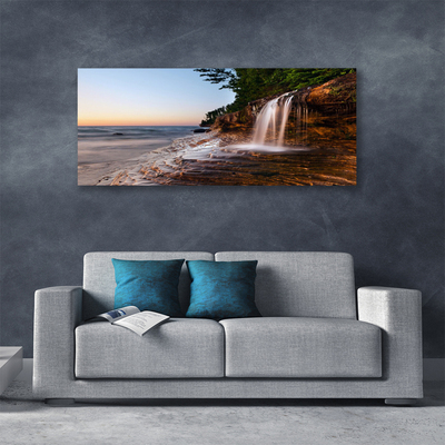 Canvas print Waterfall landscape white brown