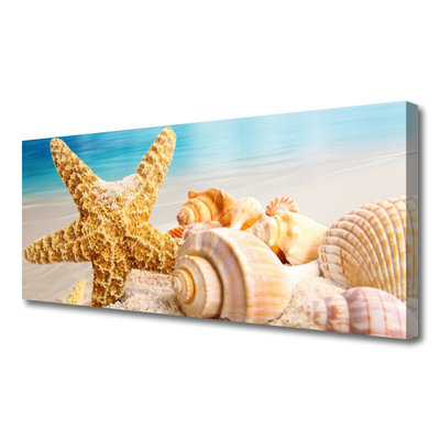 Canvas print Starfish shells art yellow white