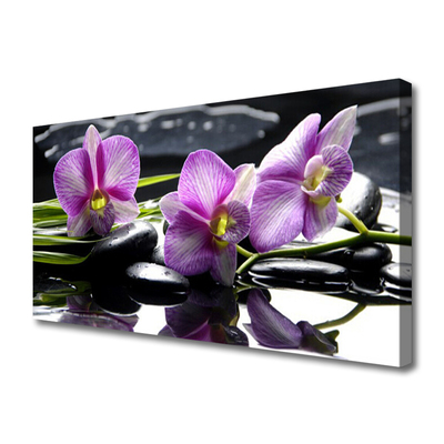 Canvas print Flower stones floral pink black